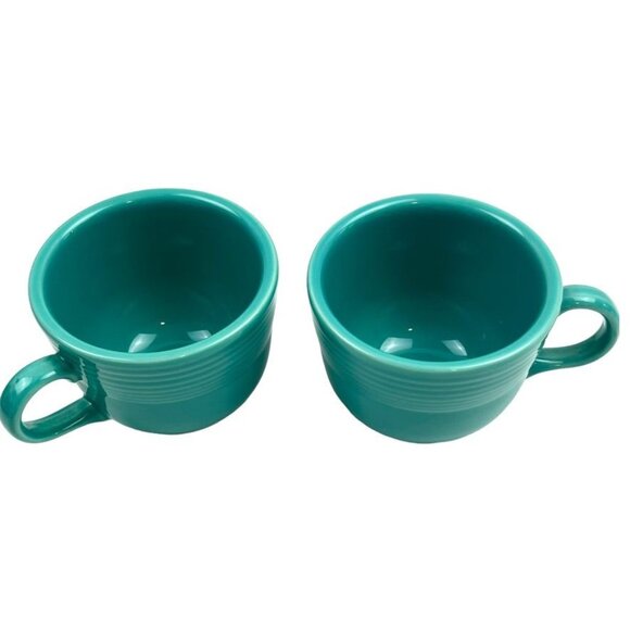 Fiesta HLC Homer Laughlin Set of 2 Coffee Teacup Mugs Turquoise Made in USA - Picture 2 of 15